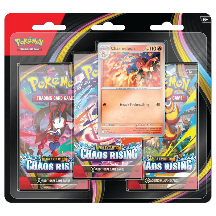 Mega Evolution: Chaos Rising - 3-Pack Blister [Charmeleon] - Iconic Evolution