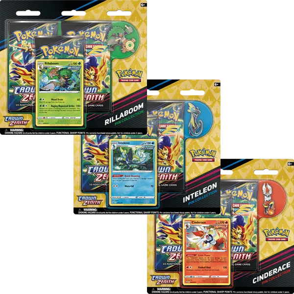 Crown Zenith - Pin Collection Rillaboom - Cinderace - Inteleon (Set of 3) - Iconic Evolution
